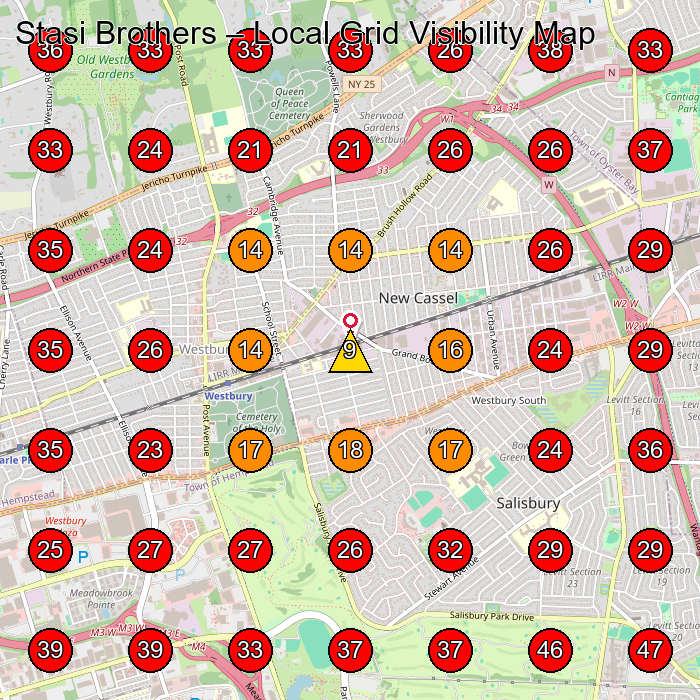 Stasi Brothers GeoGrid visibility map for Masonry Contractor in Westbury